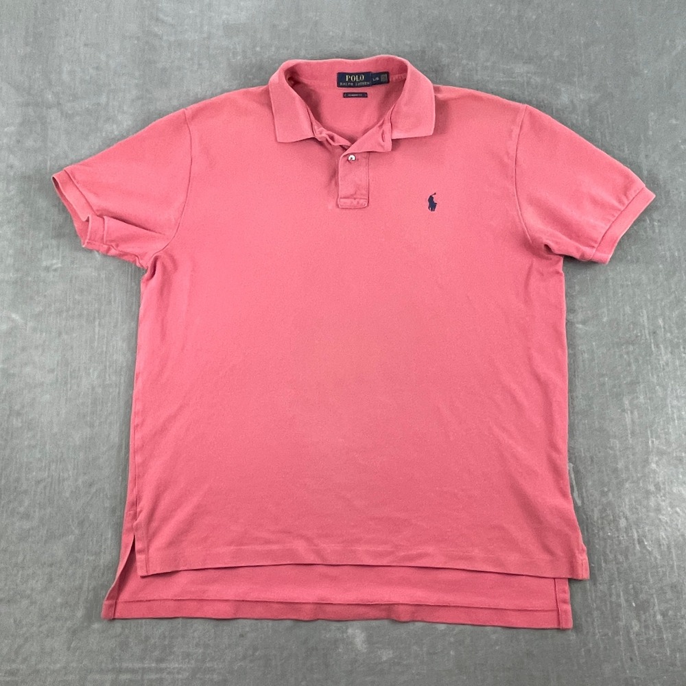Polo Ralph Lauren Mens L Pink Polo Shirt Classic Fit Short Sleeve Pony Logo